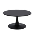 Modern 31.5'' Diameter Solid Metal Base Black Round Coffee Table Black Steel