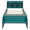 Wood Twin Size Platform Bed With 2 Drawers, Storage Headboard And Footboard, Dark Green Box Spring Not Required Twin Dark Green Bedroom Bed Frame Solid Wood Mdf