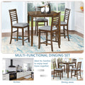 5 Piece Dining Table Set, Wooden Dining Square Table Set For 4, Counter Height Kitchen Table Set With Square Table And 4 Upholstered Chairs For Small Space, Walnut Wood Walnut Seats 4 Gray Wood Dining Room Acacia 4 Leg Square Dining Table With Chair