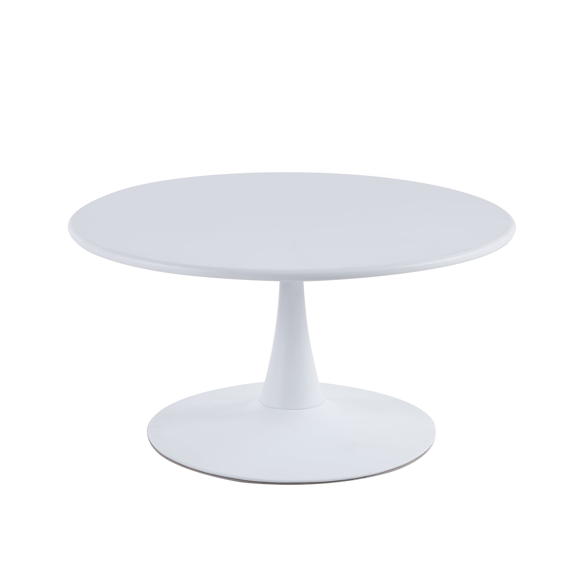 Modern 31.5'' Diameter Solid Metal Base White Round Coffee Table White Steel