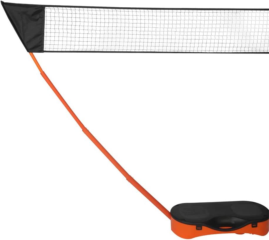 Portable Badminton Net Set Storage Box Base With 2 Battledores 2 Shuttlecocks Large, Orange Orange Metal