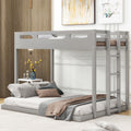 Twin Over Full Bunk Bed With Built In Ladder,Gray Gray Solid Wood Mdf