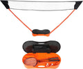 Portable Badminton Net Set Storage Box Base With 2 Battledores 2 Shuttlecocks Large, Orange Orange Metal