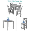 5 Piece Dining Table Set, Wooden Dining Square Table Set For 4, Counter Height Kitchen Table Set With Square Table And 4 Upholstered Chairs For Small Space, Gray Wood Gray Seats 4 Gray Wood Dining Room Acacia 4 Leg Square Dining Table With Chair Acacia