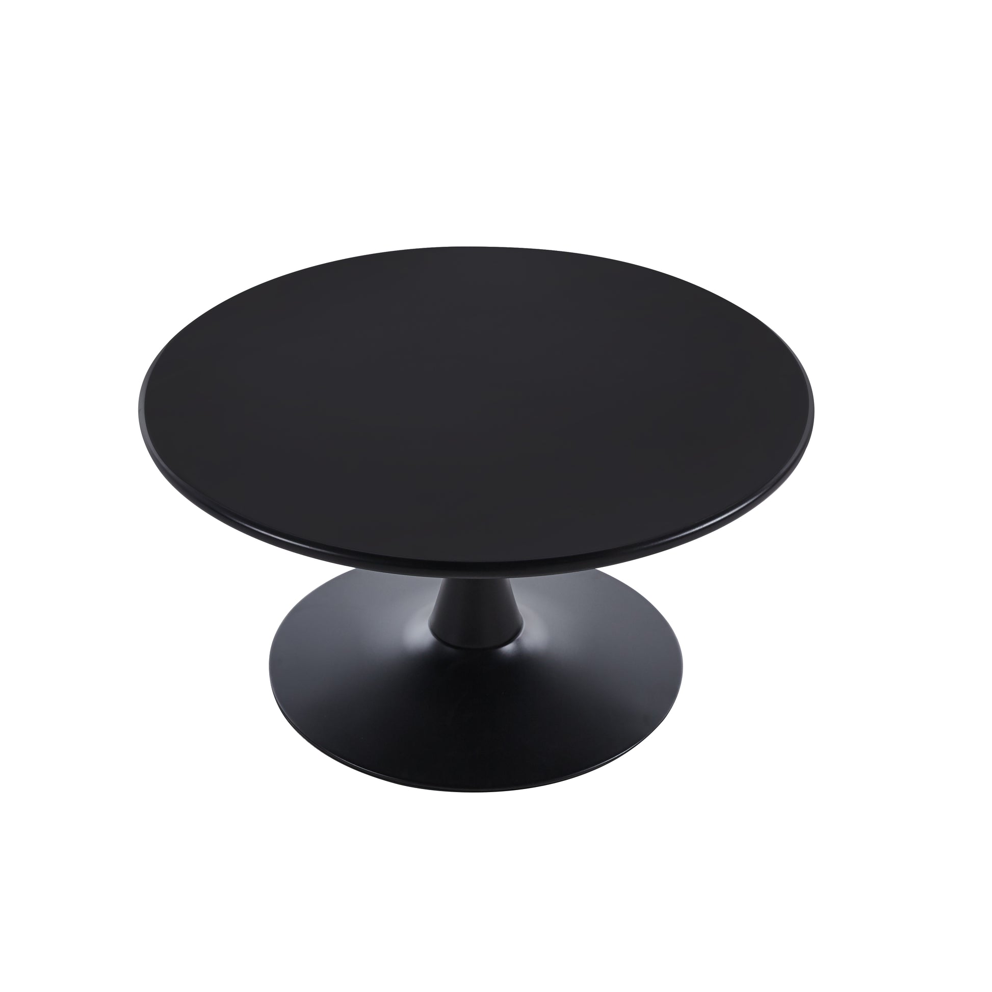 Modern 31.5'' Diameter Solid Metal Base Black Round Coffee Table Black Steel