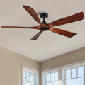 60 In. Farmhouse Walnut Wood Ceiling Fan With Remote Control,Without Light Brown Metal & Wood Wood