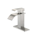 Waterfall Spout Single Handle Bathroom Sink Faucet Brushed Nickel Stainless Steel