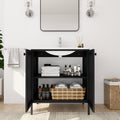 30 Inch Freestanding Bathroom Vanity With Ceramic SInk black-2-bathroom-freestanding-modern-steel