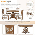 5 Piece Retro Functional Dining Set, 1 Extendable Table With A 16 Inch Leaf And 4 Upholstered Chairs For Dining Room And Kitchen Walnut Walnut Solid Wood