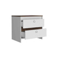 Nightstand Dreams, Two Drawers, White Dark Brown Finish Dark Brown White Particle Board