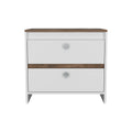 Nightstand Dreams, Two Drawers, White Dark Brown Finish Dark Brown White Particle Board