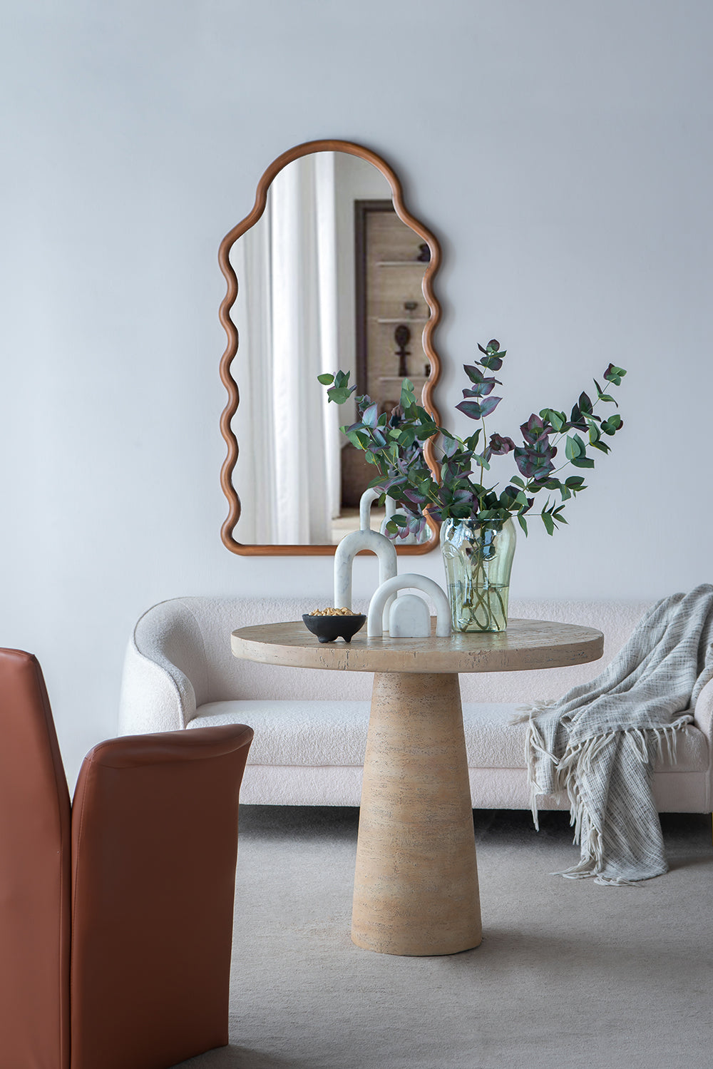 36X36X30" Cream Round Dining Table With Pedestal Base Cream Primary Living Space Contemporary,Industrial,Minimalist,Modern,Ultra Modern Magnesium Oxide