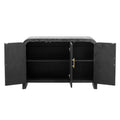 Retro Minimalist Curved Sideboard With Gold Handles And Adjustable Dividers For Living Room Or Dining Room Antique Black Antique Black Mdf