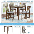 5 Piece Dining Table Set, Wooden Dining Square Table Set For 4, Counter Height Kitchen Table Set With Square Table And 4 Upholstered Chairs For Small Space, Walnut Wood Walnut Seats 4 Gray Wood Dining Room Acacia 4 Leg Square Dining Table With Chair