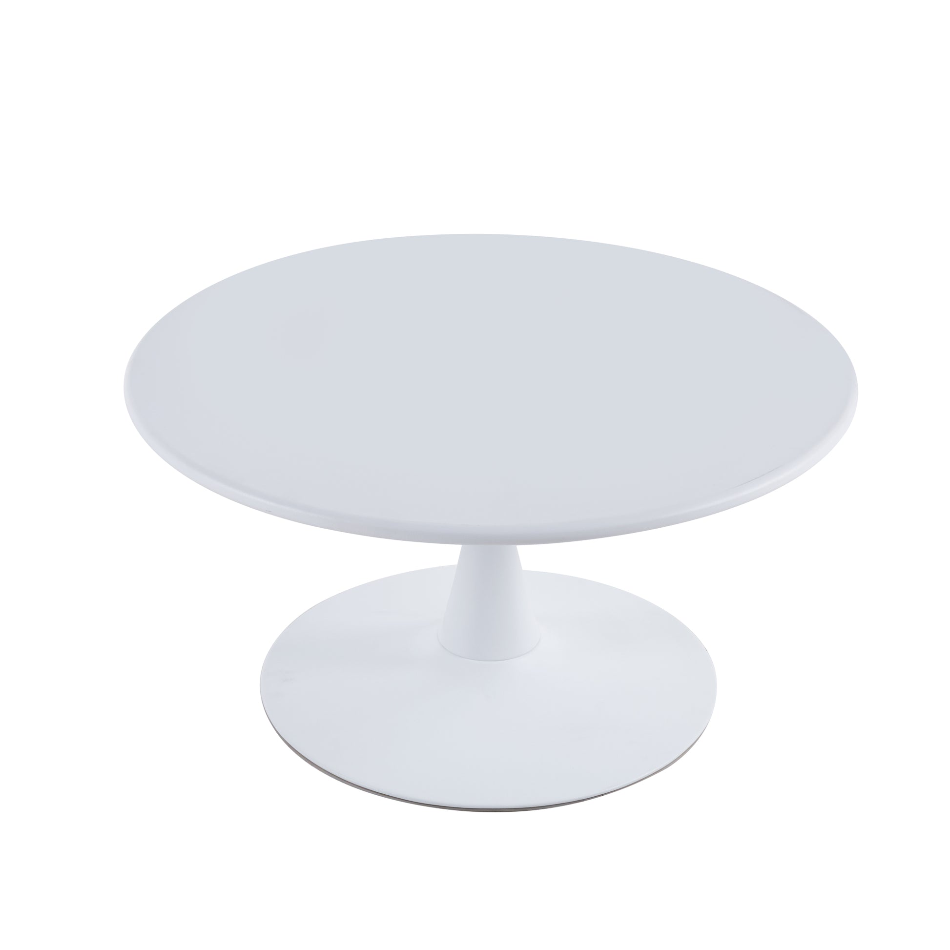 Modern 31.5'' Diameter Solid Metal Base White Round Coffee Table White Steel