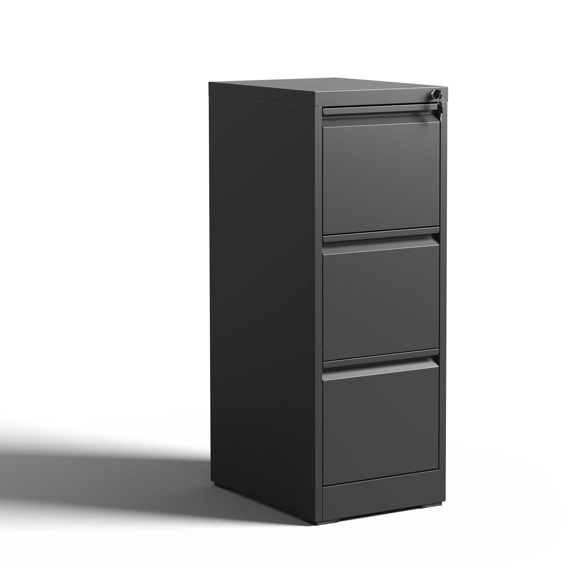 3 Drawer Metal Vertical File Cabinet With Lock Office Home Steel Vertical File Cabinet For A4 Legal Letter Size Filing Cabinets 3 4 Drawers Black Office Drawers Included Modern Metal Metal