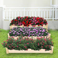 3 Tier Raised Garden Bed Kit Wooden Planter Box Heavy Duty Solid Fir Wood Natural Wood