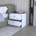 Nightstand Dreams, Two Drawers, White Dark Brown Finish Dark Brown White Particle Board