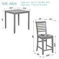 5 Piece Dining Table Set, Wooden Dining Square Table Set For 4, Counter Height Kitchen Table Set With Square Table And 4 Upholstered Chairs For Small Space, Gray Wood Gray Seats 4 Gray Wood Dining Room Acacia 4 Leg Square Dining Table With Chair Acacia