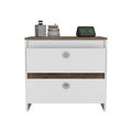 Nightstand Dreams, Two Drawers, White Dark Brown Finish Dark Brown White Particle Board