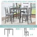 5 Piece Dining Table Set, Wooden Dining Square Table Set For 4, Counter Height Kitchen Table Set With Square Table And 4 Upholstered Chairs For Small Space, Gray Wood Gray Seats 4 Gray Wood Dining Room Acacia 4 Leg Square Dining Table With Chair Acacia