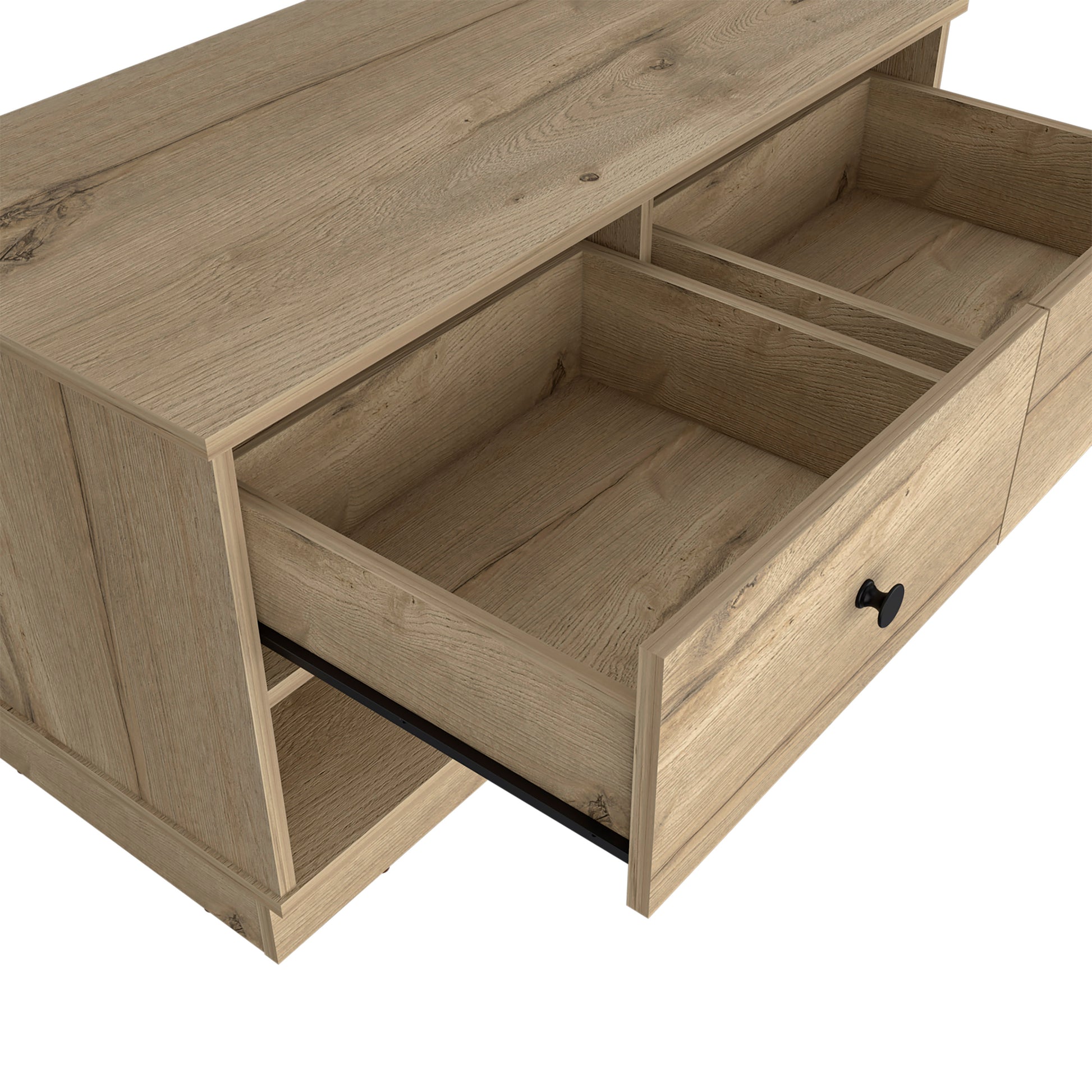 Tulip Storage Bench, Two Drawers, Two Shelves Beige Mdf Engineered Wood