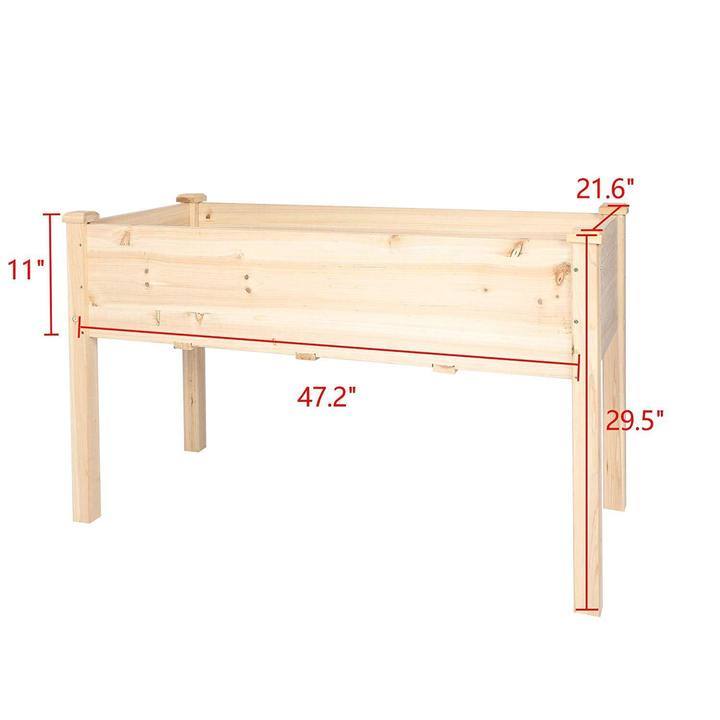 Raised Garden Bed Wood Patio Elevated Planter Box Kit With Stand For Outdoor Backyard Greenhouse Natural Wood