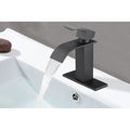 Waterfall Spout Single Handle Bathroom Sink Faucet Matte Black Stainless Steel