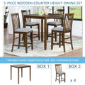 5 Piece Dining Table Set, Wooden Dining Square Table Set For 4, Counter Height Kitchen Table Set With Square Table And 4 Upholstered Chairs For Small Space, Walnut Wood Walnut Seats 4 Gray Wood Dining Room Acacia 4 Leg Square Dining Table With Chair