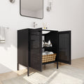 30 Inch Freestanding Bathroom Vanity With Ceramic SInk black-2-bathroom-freestanding-modern-steel