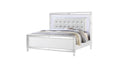 Queen Size Upholstered Led Bed Made With Wood In White Color Queen White Wood Bedroom Wood