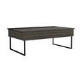 Ocean Lift Top Coffee Table, Two Legs, Two Shelves, Carbon Espresso Brown Particle Board Particle Board