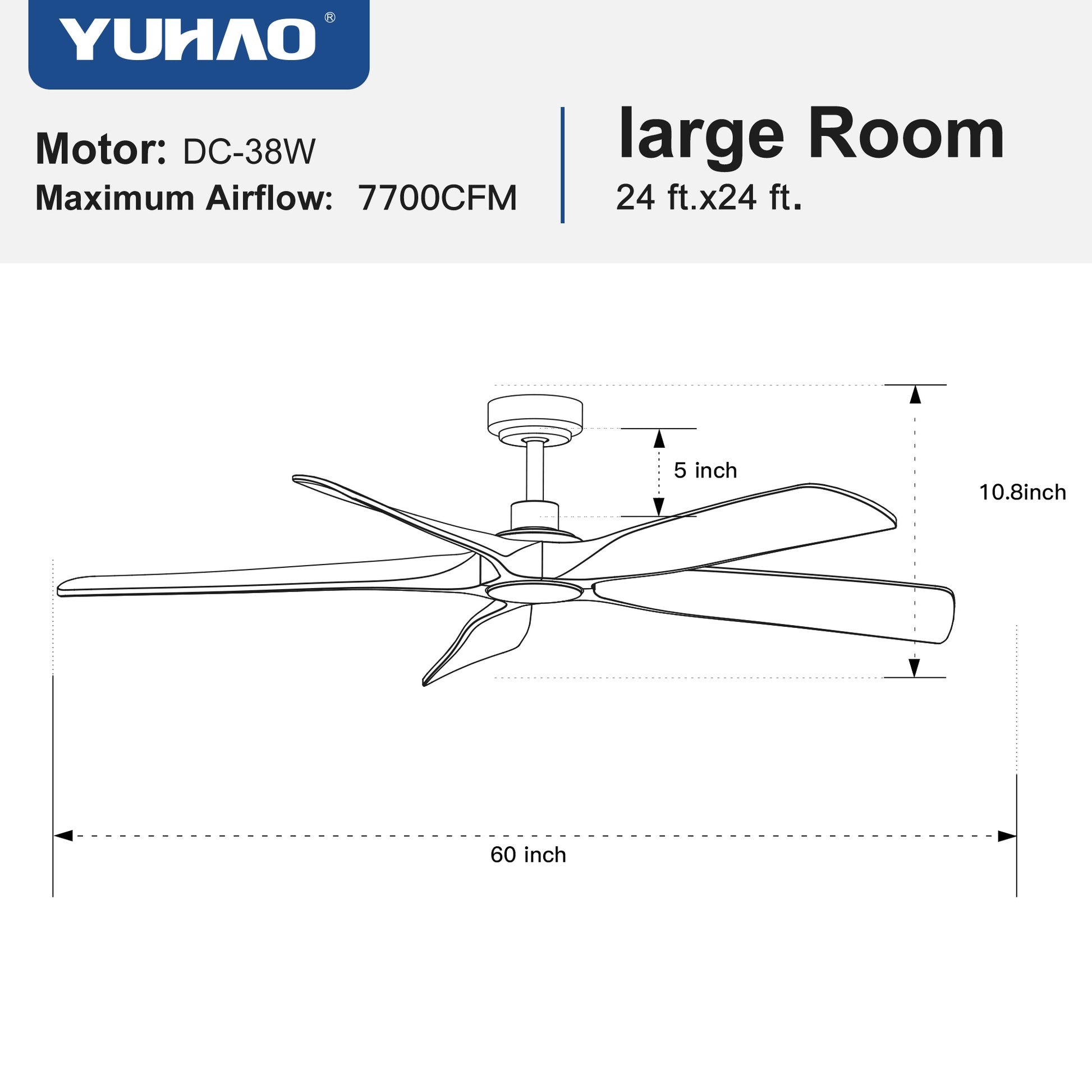 60 In. Farmhouse Walnut Wood Ceiling Fan With Remote Control,Without Light Brown Metal & Wood Wood