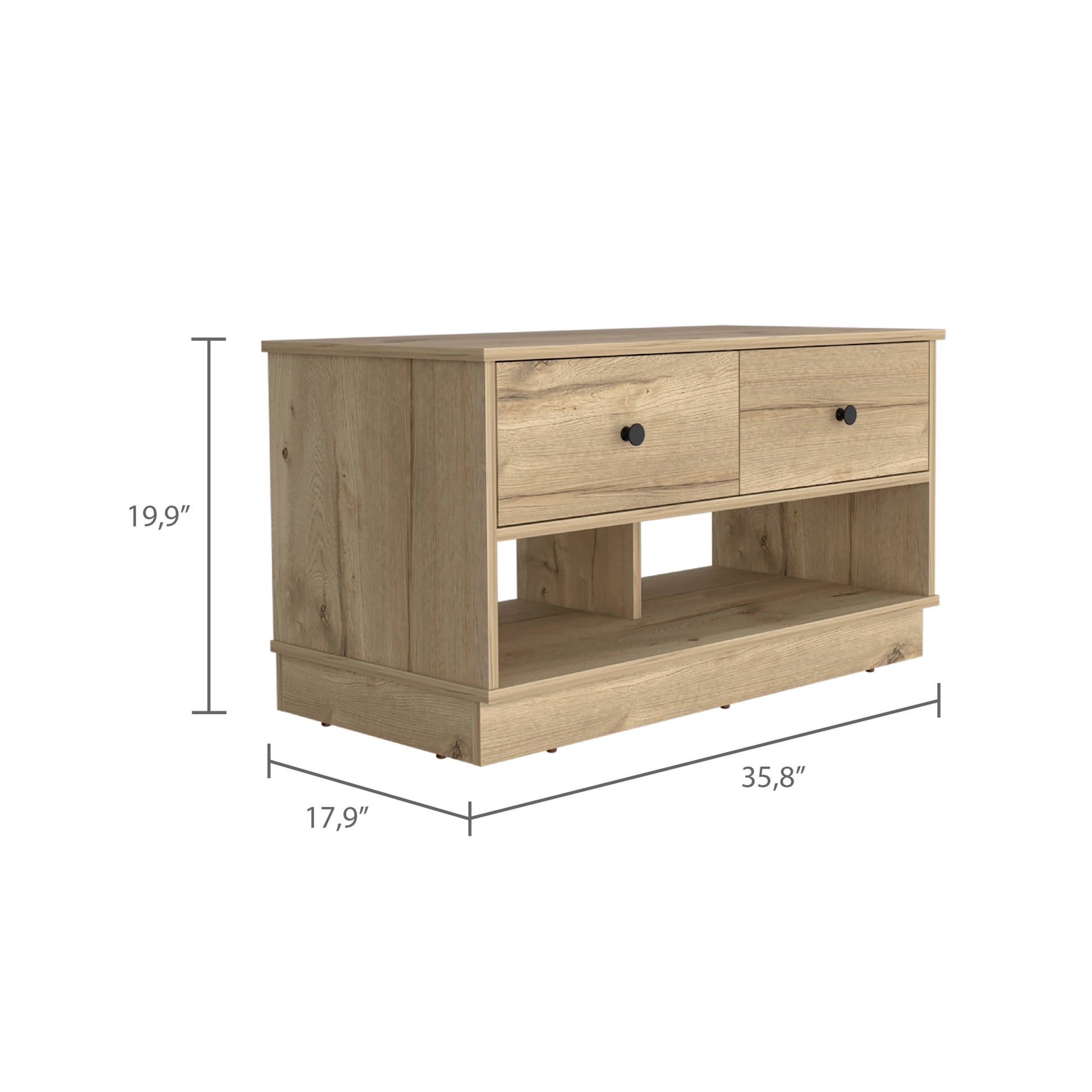 Tulip Storage Bench, Two Drawers, Two Shelves Beige Mdf Engineered Wood