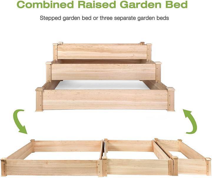 3 Tier Raised Garden Bed Kit Wooden Planter Box