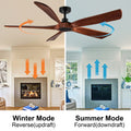 60 In. Farmhouse Walnut Wood Ceiling Fan With Remote Control,Without Light Brown Metal & Wood Wood