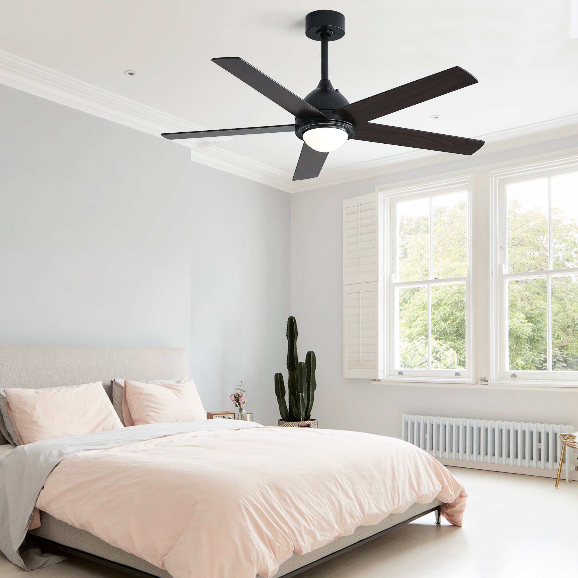 52 Inch Modern Ceiling Fan With 3 Speed Wind 5 Plywood black-plywood
