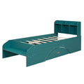 Wood Twin Size Platform Bed With 2 Drawers, Storage Headboard And Footboard, Dark Green Box Spring Not Required Twin Dark Green Bedroom Bed Frame Solid Wood Mdf