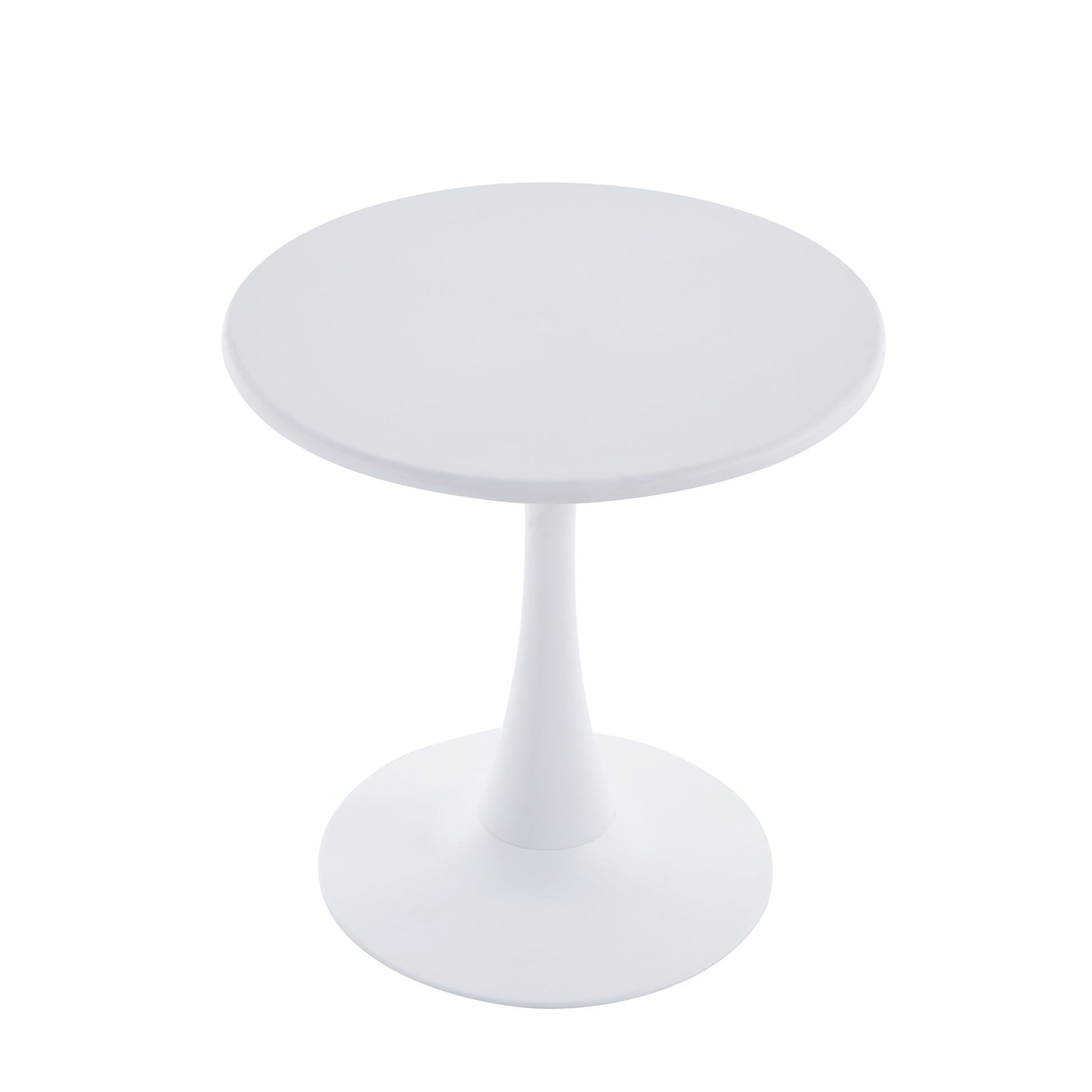 Modern 23.6'' Diameter Solid Metal Base White Round End Table White Steel