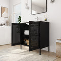 30 Inch Freestanding Bathroom Vanity With Ceramic SInk black-2-bathroom-freestanding-modern-steel