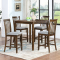 5 Piece Dining Table Set, Wooden Dining Square Table Set For 4, Counter Height Kitchen Table Set With Square Table And 4 Upholstered Chairs For Small Space, Walnut Wood Walnut Seats 4 Gray Wood Dining Room Acacia 4 Leg Square Dining Table With Chair