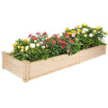 Raised Garden Bed Wooden Planter Box 2 Separate Planting Space Natural Wood