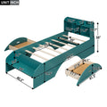 Wood Twin Size Platform Bed With 2 Drawers, Storage Headboard And Footboard, Dark Green Box Spring Not Required Twin Dark Green Bedroom Bed Frame Solid Wood Mdf