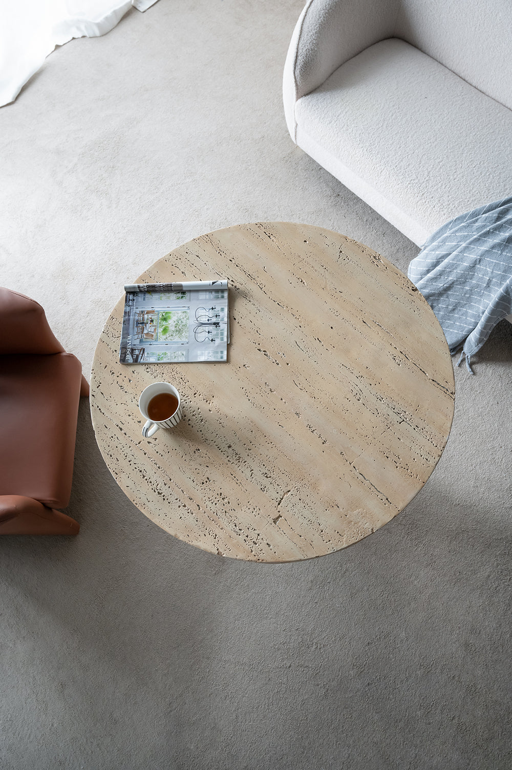 36X36X30" Cream Round Dining Table With Pedestal Base Cream Primary Living Space Contemporary,Industrial,Minimalist,Modern,Ultra Modern Magnesium Oxide