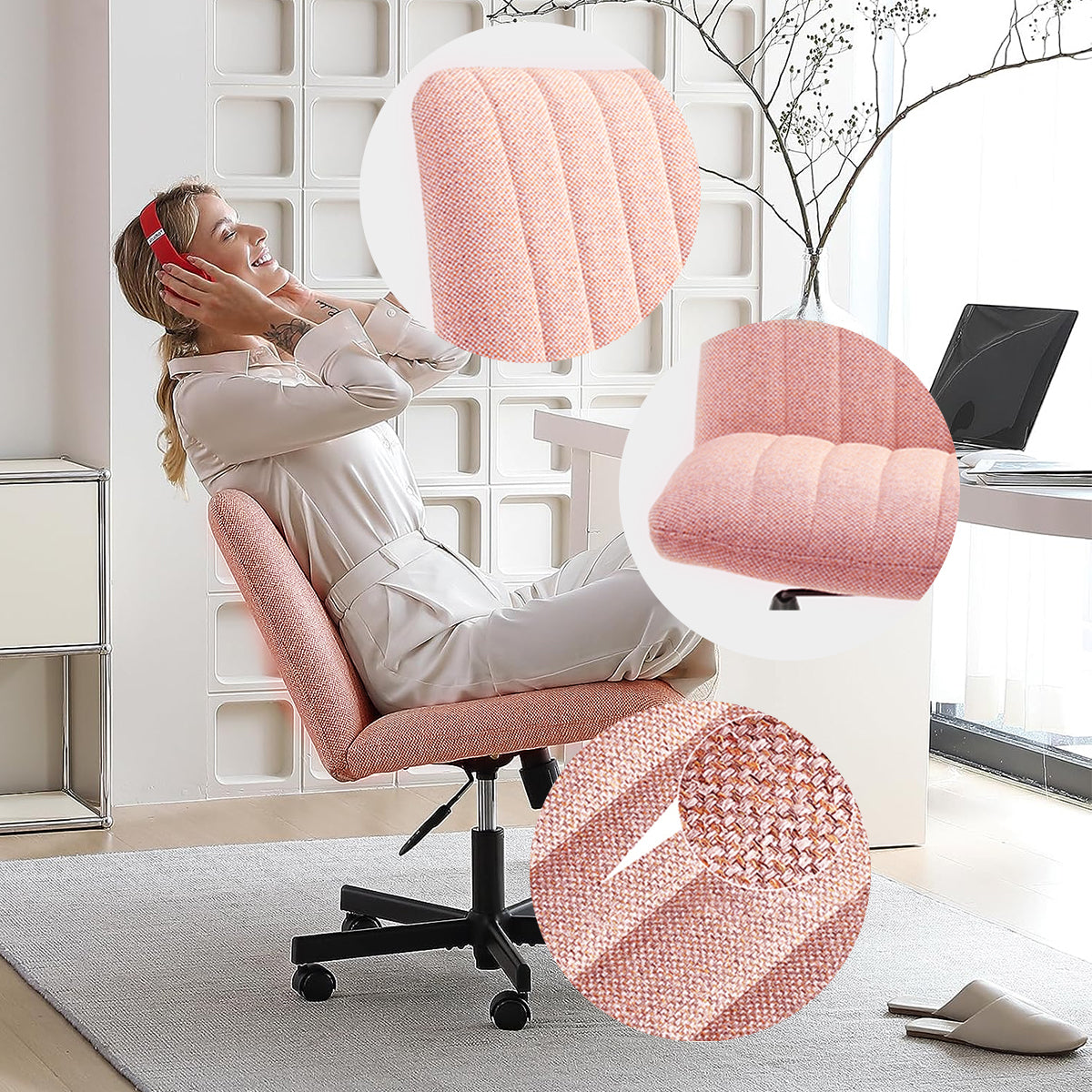 Criss Cross Chair Plus Size Criss Office Chair Sit beige-fabric