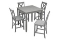 5 Piece Dining Table Set, Wooden Dining Square Table Set For 4, Counter Height Kitchen Table Set With Square Table And 4 Upholstered Chairs For Small Space, Gray Wood Gray Seats 4 Gray Wood Dining Room Acacia 4 Leg Square Dining Table With Chair Acacia