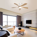 52 Inch Modern Led Ceiling Fan With 3 Color Dimmable 5 Abs Blades Remote Control Reversible Dc Motor White For Bedroom White Abs