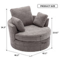 Oversize Round Swivel Chair Cozy Club 360 Degrees Swivel Sofa With 3 Pillows Chenille Fabric For Living Room Lounge Hotel 40.2D X 42.1W X 34.3H Inch Gray Mdf Steel