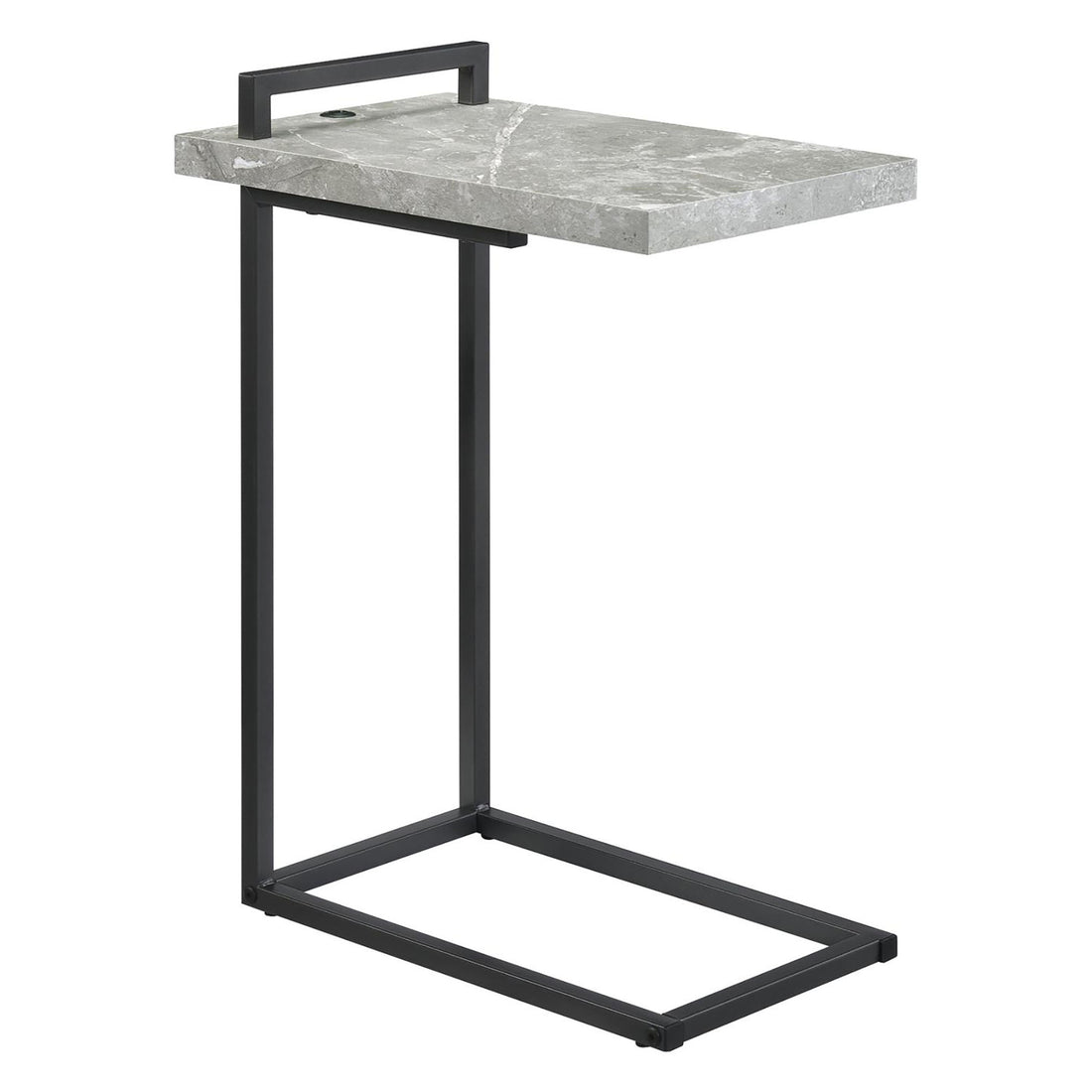 Grey And Gunmetal C Table With Usb Charging Port Grey Built In Outlets Or Usb Primary Living Space Industrial Tabeltop Rectangular Coffee & End Tables Powder Coated Metal