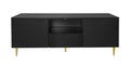 Tv Stand With Solid Ion Feet, Tv Console Table For Living Room, Bedroom Black Particle Board